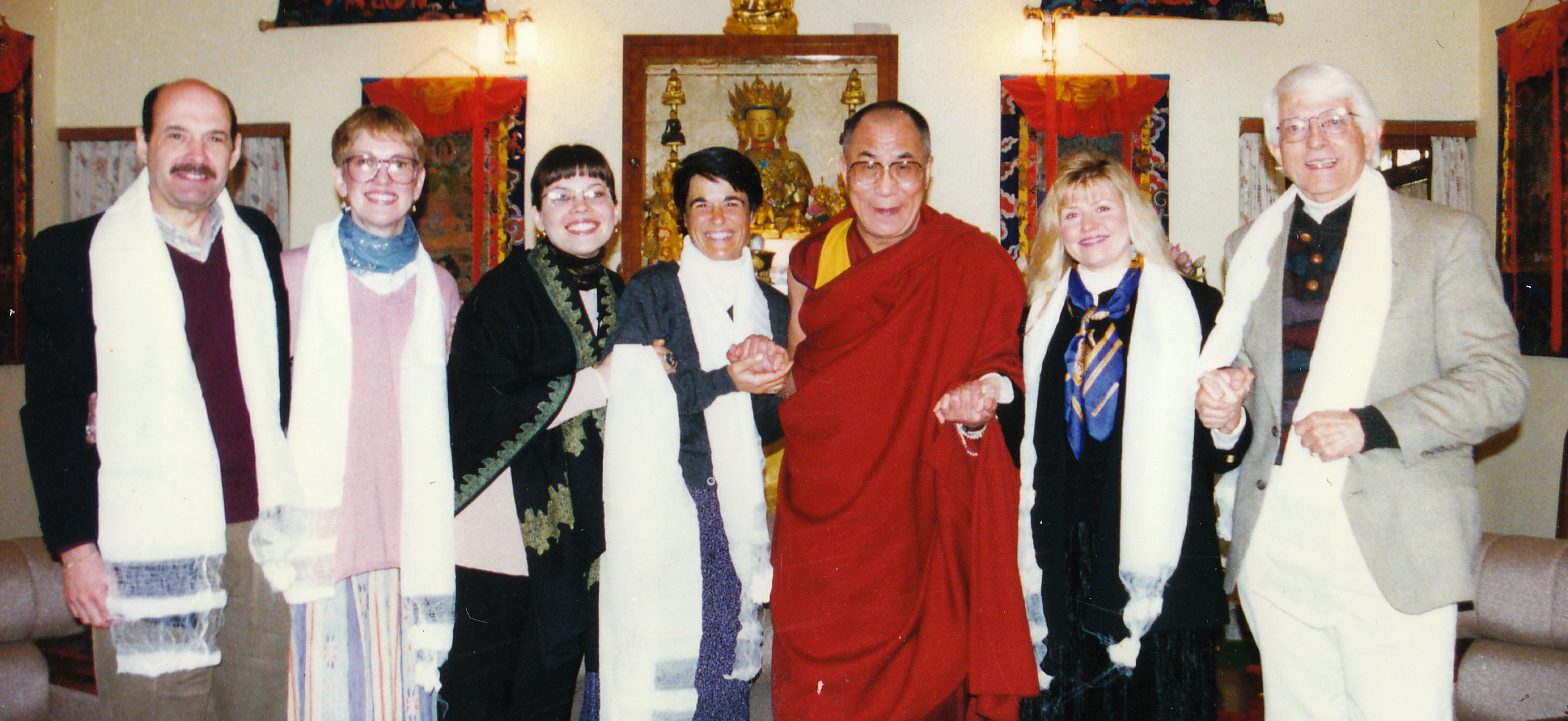 Jammin' with His Holiness, Dharamsala India. That's me in the bangs, 2nd from his left.